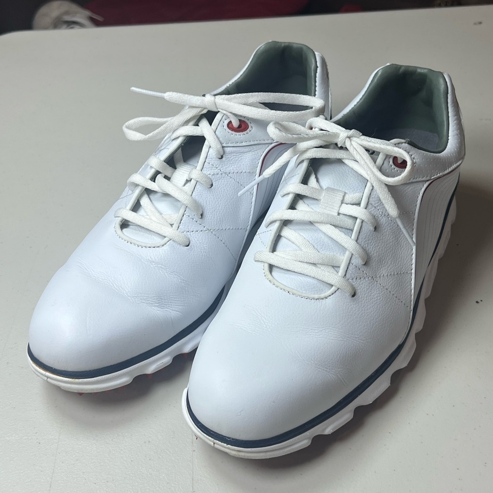 Men’s Worn Once? Footjoy FJ Pro S/L Size 8 Spikeless Golf Shoes White Blue
